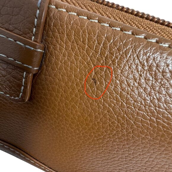 TIGNANELLO Large Pebble Leather Zip Around Wallet Clutch In Camel Tan 7.5x4" - Picture 13 of 13